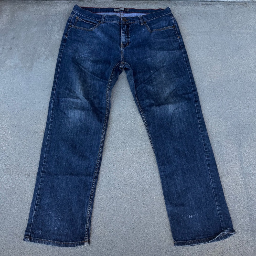 Anchor Blue Mens Low Rise Slim Leg Dark Wash Denim Jeans Blue Size 38x32